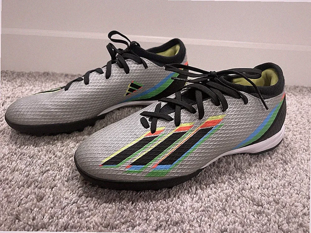 Adidas Predator/F50 Style Turf TF Soccer Cleats Grey Rainbow Stripes 7.5