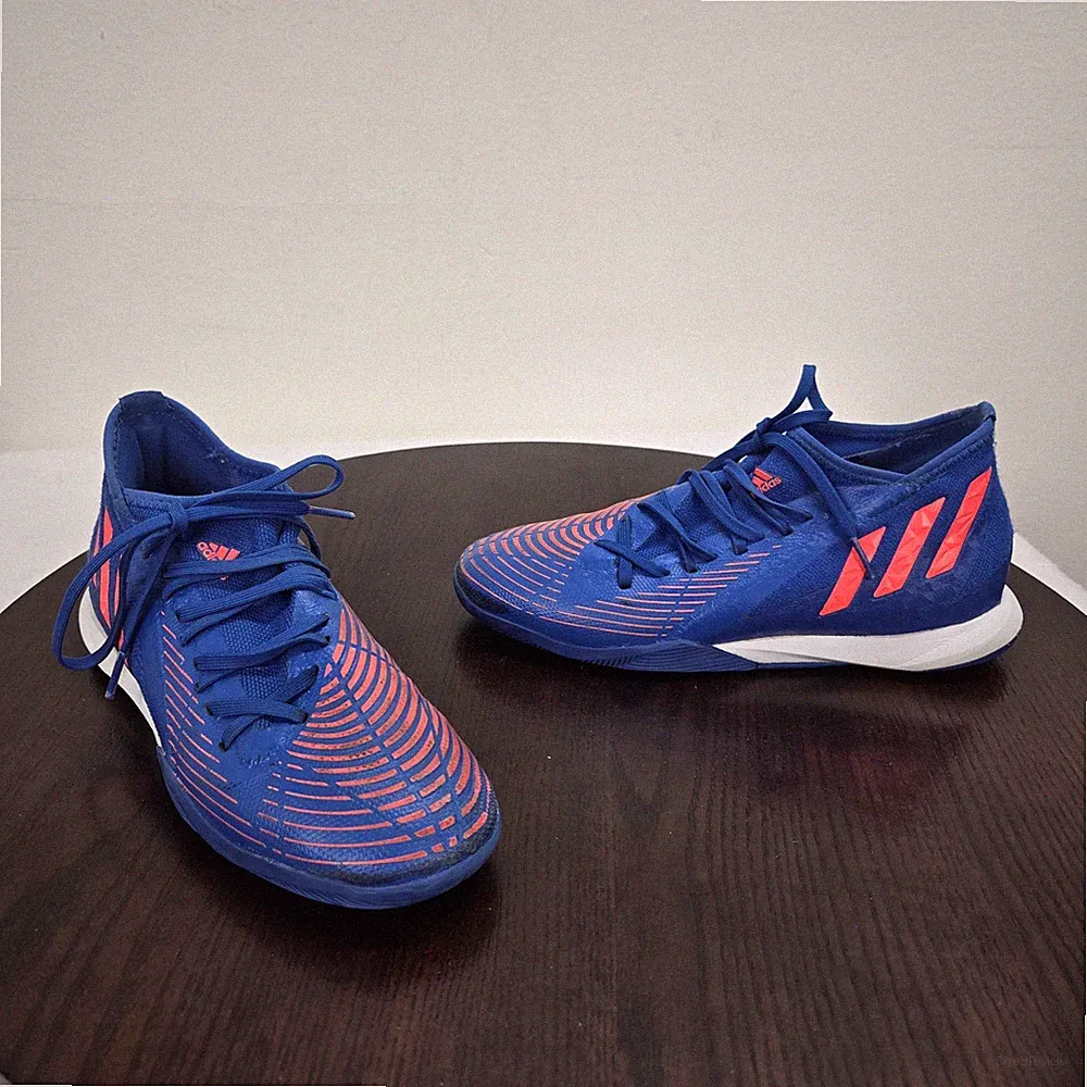 Adidas Predator Indoor Soccer Cleats Men 6.5 Blue Lace Up Closed Toe Low Top