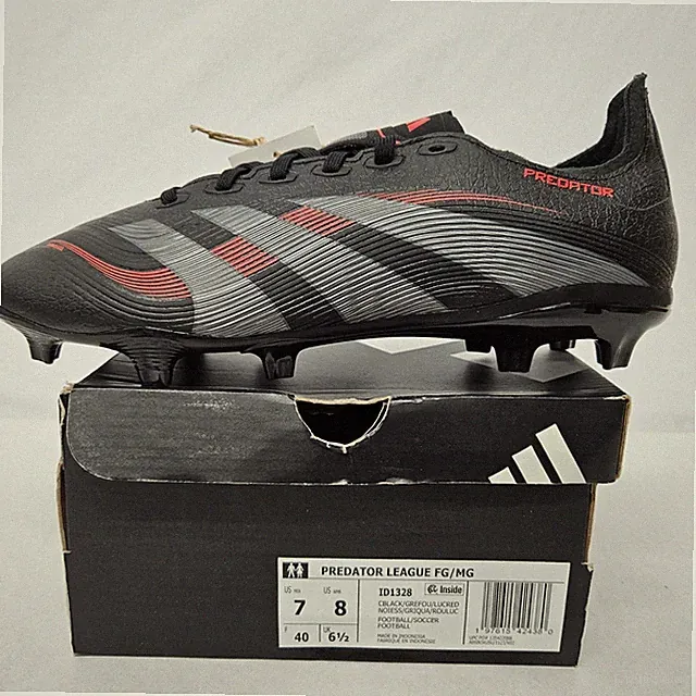 Adidas Predator League FG/MG Soccer Cleats ID1328 Black Grey Red Men's Sz 7