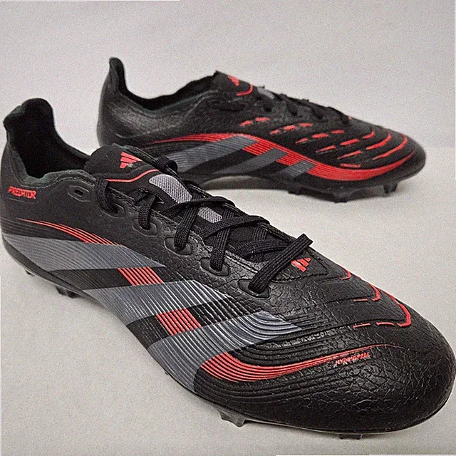 Adidas Predator League FG/MG Soccer Cleats ID1328 Black Grey Red Men's Sz 9