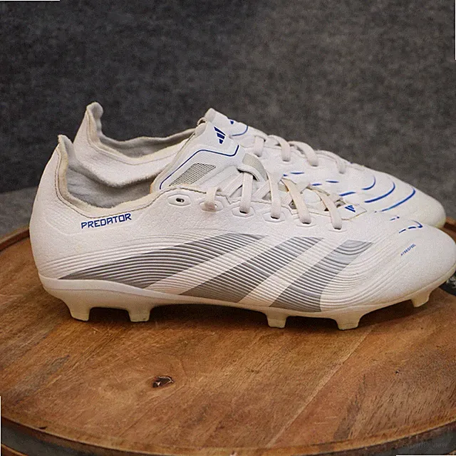 Adidas Predator League FG MG Soccer Cleats Men Size 8.5 ID1327 White Silver Blue