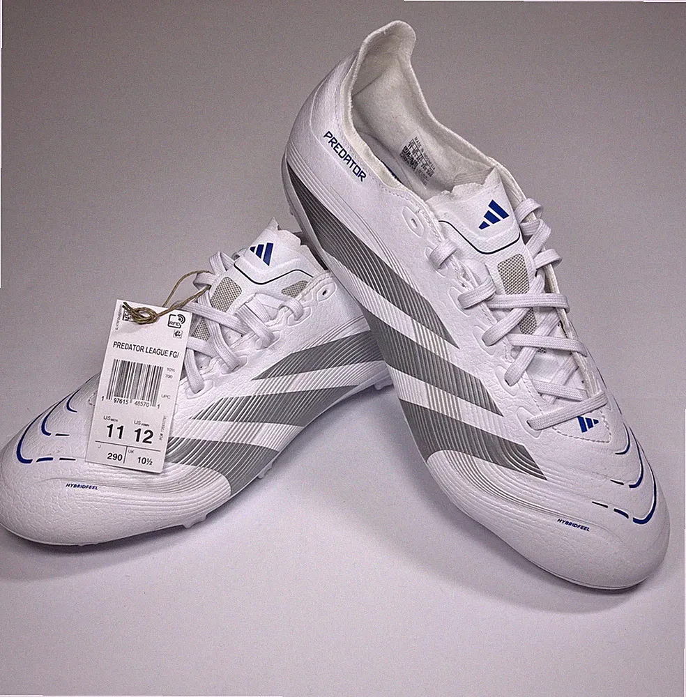 adidas Predator League FG/MG Soccer Cleats Mens 11 ID1327 White Grey