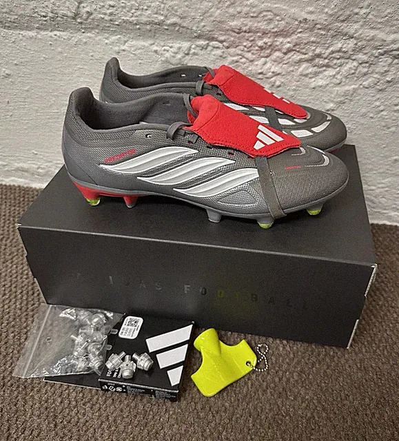 Adidas Predator League Fold-Over SG Soft Ground Cleats - Finishers Steel Size 7
