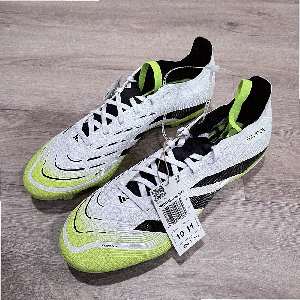 adidas Predator League Fold-Over Tongue Firm/Multi-Ground Cleats White/Black 10