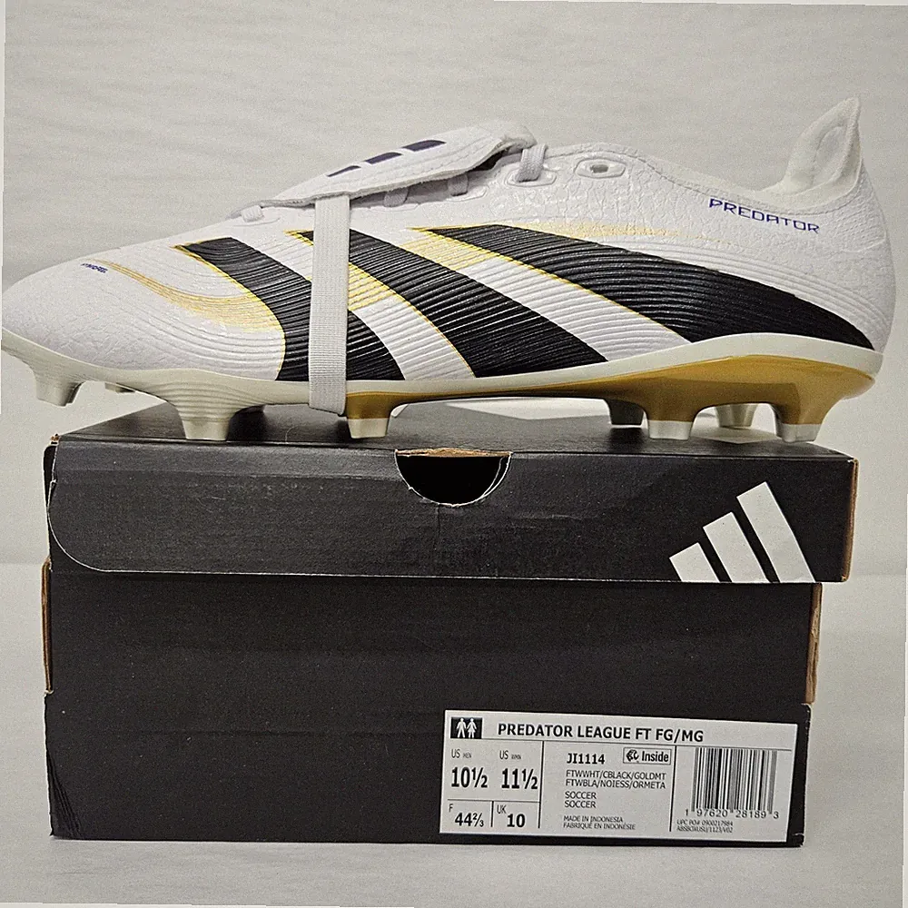 Adidas Predator League FT FG/MG Soccer Cleats JI1114 White Black Men Size 10.5