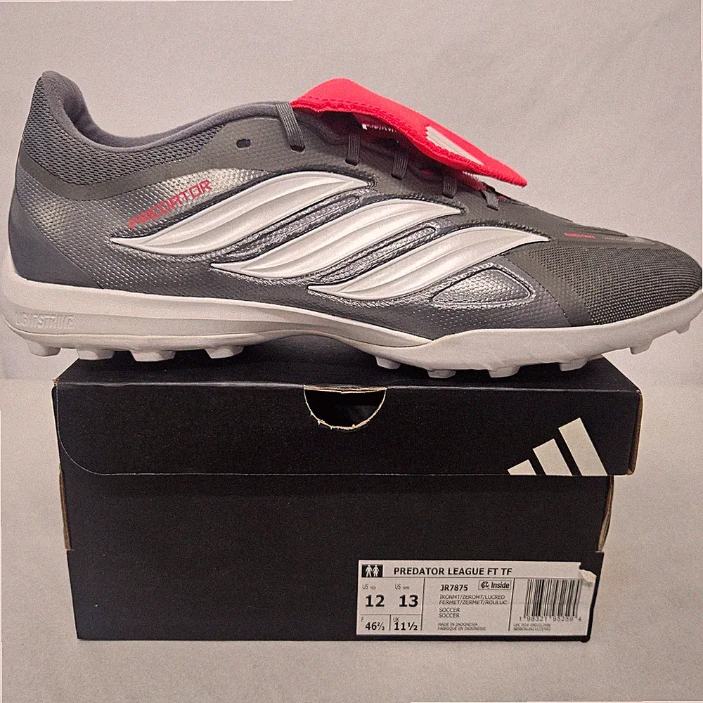Adidas Predator League FT TF Soccer Cleats JR7875 Grey Lucid Red Mens Size 12