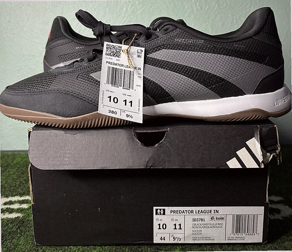 Adidas Predator League Indoor ID3781 Black Grey Red Men's 10 Soccer Futsal NIB