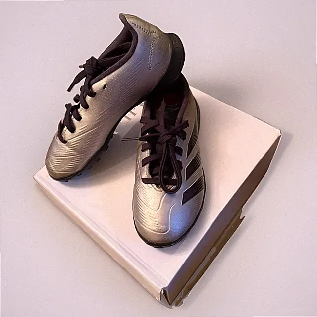 Adidas Predator League Platinum/Black Turf Soccer Cleats. Kid’s Size 13K