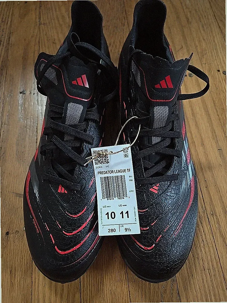 Adidas Predator League TF Turf Soccer Shoes Mens 10 Black Red Hybridfeel ID3768