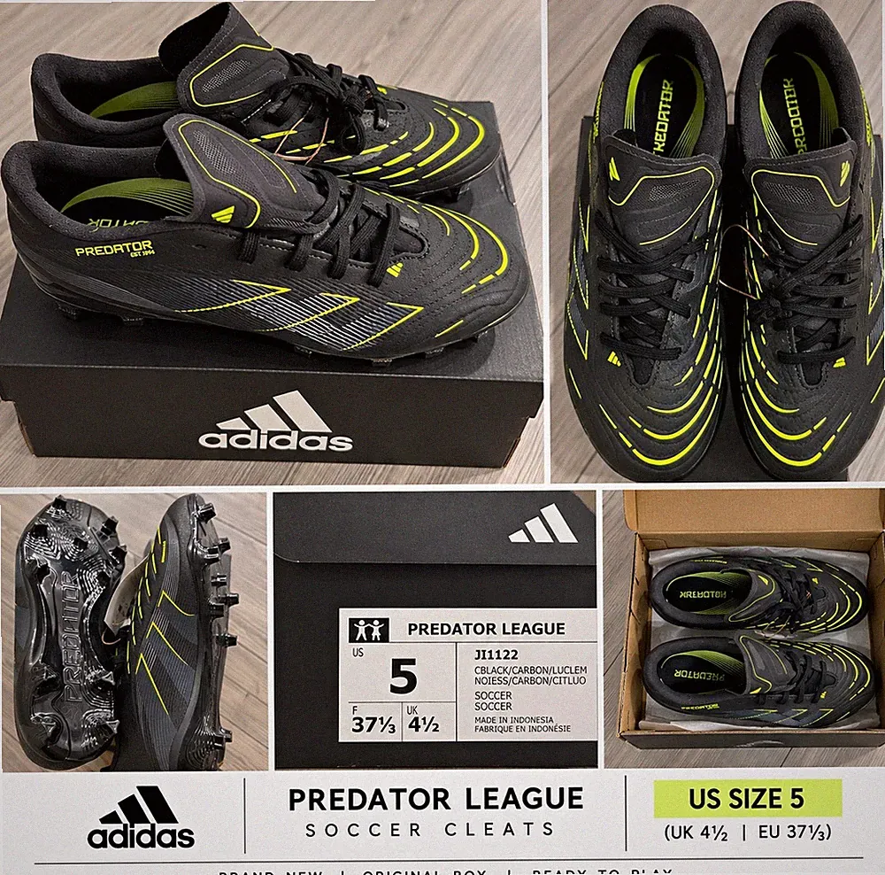 adidas Predator League Youth Soccer Cleats - Black - US Size 5 (Cleats)