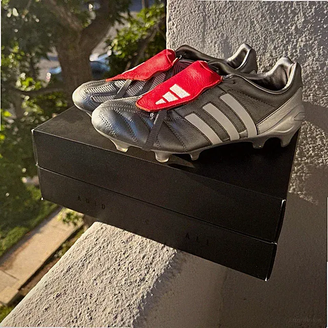 adidas Predator Mania FG LE Gunmetal Soccer Cleats Silver/Red/White HQ2680 US8