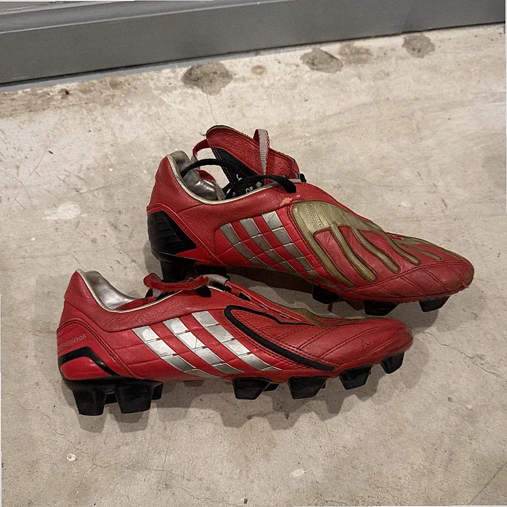 Adidas Predator Powerswerve TRX FG Sz 7.5 Red Leather Soccer Cleats *FLAWS*