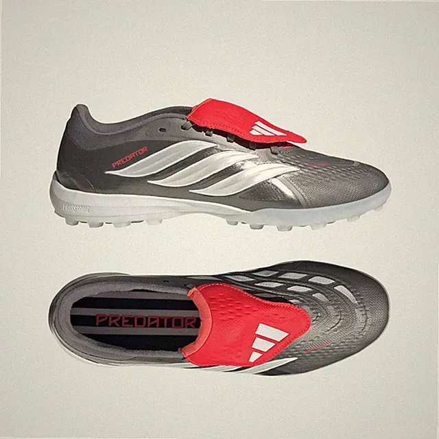 adidas PREDATOR PRO FOLD-OVER TONGUE TURF JR7864 Iron Metallic / Metalic / Red