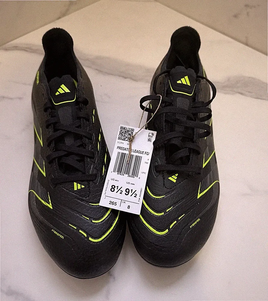 adidas Predator Pro League FG Men's Soccer Cleats Black/Green Lace-Up Low Top