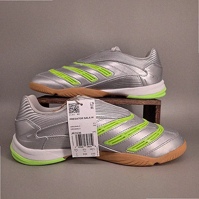 Adidas Predator Sala W Women 7 Silver Green Indoor Soccer Shoes JR1636 Futsal