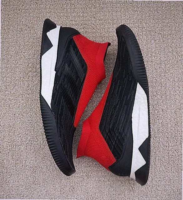 Adidas Predator Tango 18+ Turf Laceless Size 9.5 Soccer Shoes Black Red AQ0603