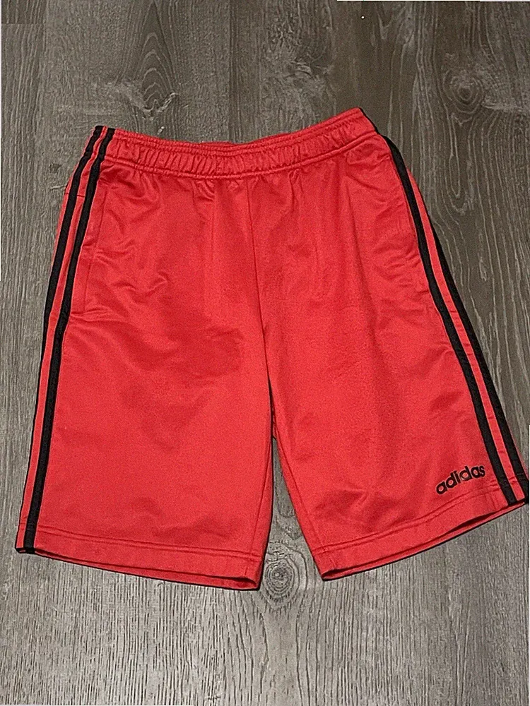 Adidas Primegreen Mens Athletic Shorts Size Small S Red Black 3 Stripe Soccer
