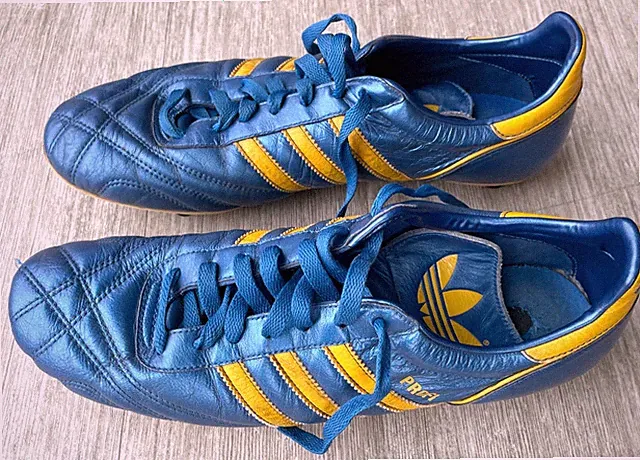 Adidas Profi Vintage Football Soccer Cleat Metallic Blue Germany US Size 10.5