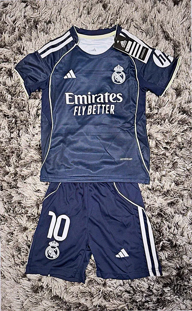 adidas Real Madrid Mbappé #10 Boys Soccer Jersey & Shorts Set Navy Blue 18
