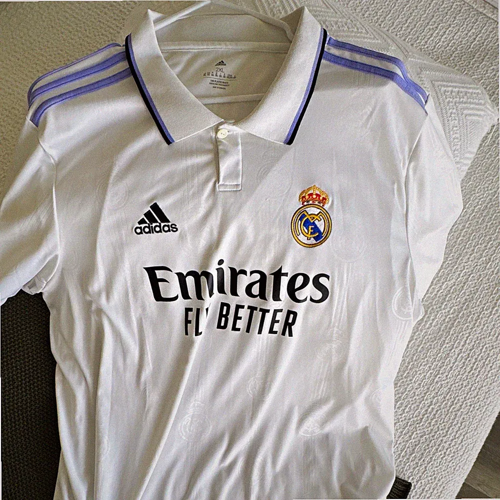 adidas Real Madrid White Soccer Jersey Shirt Emirates Fly Better 2XL