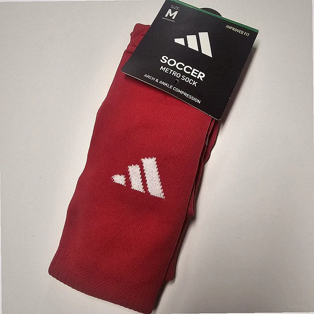 Adidas Red Soccer Metro Socks Size Medium Arch Ankle Compression Cleats Socks