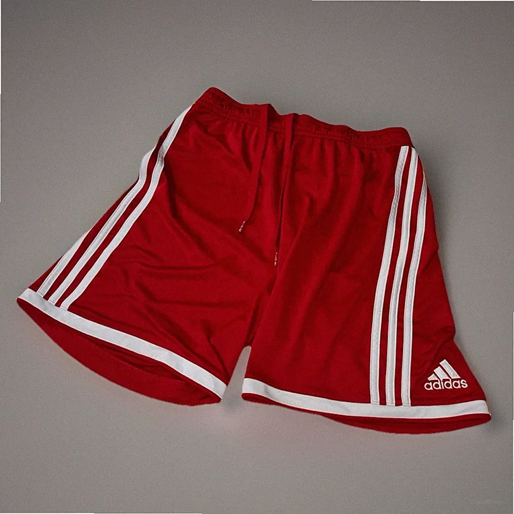 Adidas Red Soccer Shorts Mens Medium Climalite Athletic Training Gym Football