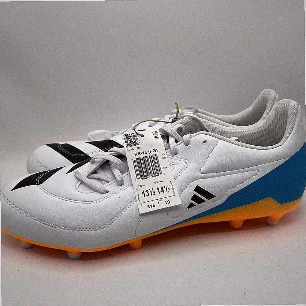 Adidas RS-15 FG Rugby Boots White Football Cleats Orange JP8793 Mens 13.5 NEW