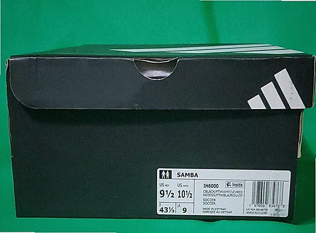 adidas 🦎 Samba Indoor Soccer Shoe Core Black/Cloud White Leather Low Top LaceUp