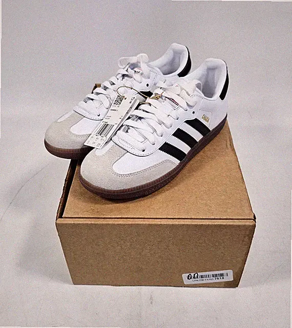 Adidas Samba Indoor Soccer Shoes Kids US 5 White Black Leather Sneakers IF1944