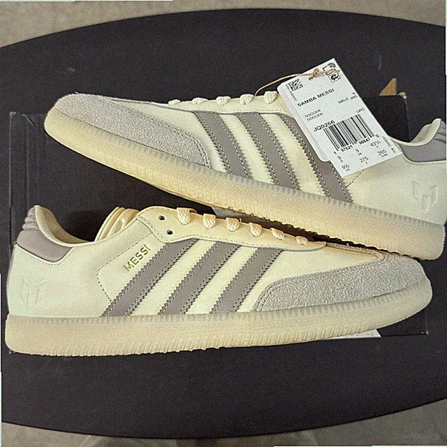 adidas Samba Lionel Messi Indoor Men’s Low Top Lace Up Sneakers Ivory JQ0266