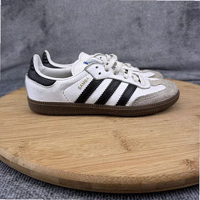 Adidas Samba Shoes Kids Size 11K White Black Leather Indoor Soccer Sneakers