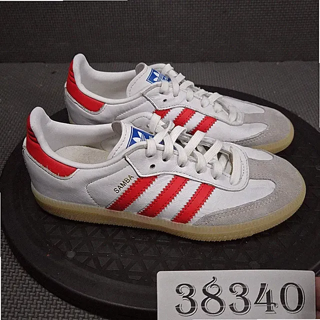 Adidas Samba Shoes Kids Size 13 White Red Leather Soccer Sneakers JI4465