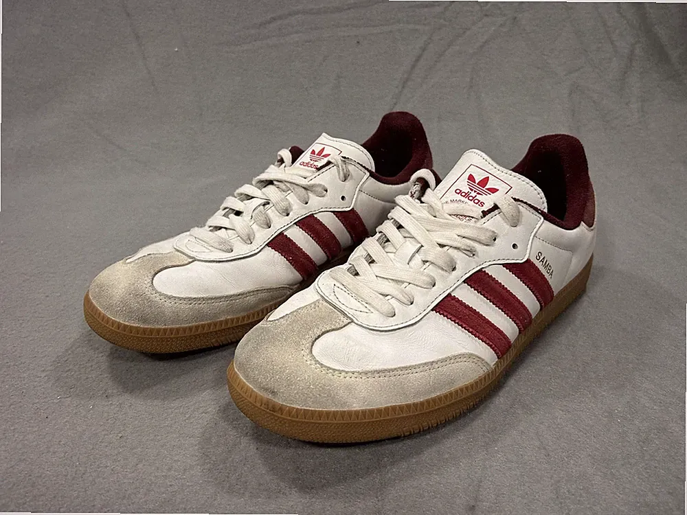 Adidas Samba Shoes Mens Size 12 White Burgundy Suede Gum Soccer Indoor Sneaker