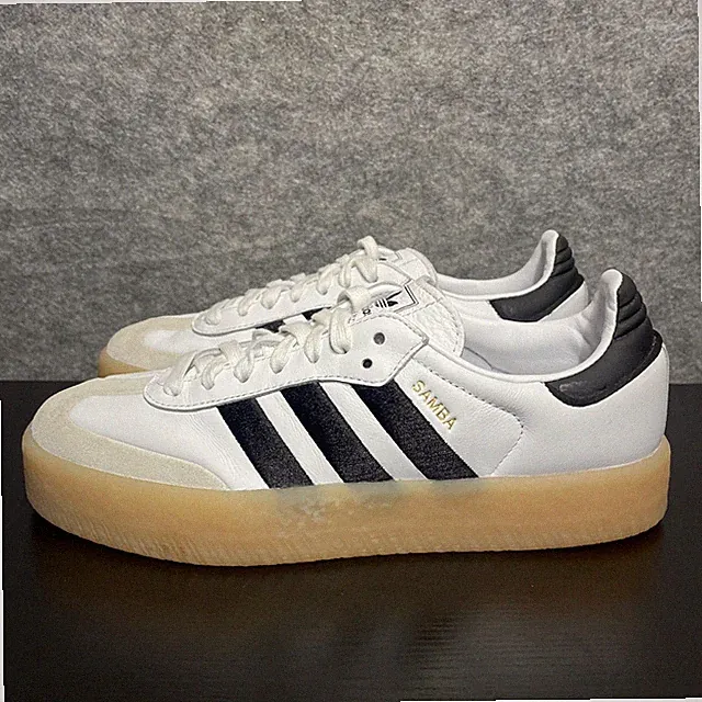 Adidas Sambae W Platform Sneaker Womens 8 White Black Leather Gum Shoe IG5744