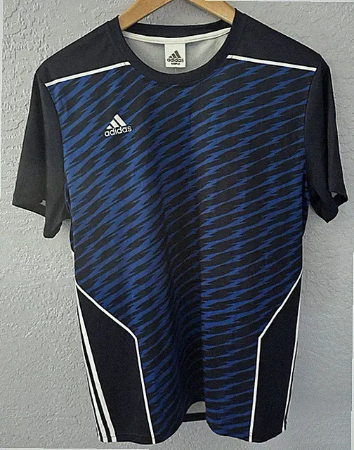 Adidas Shirt Soccer Jersey Mens size Medium Blue Black stripes Lightweight NWT