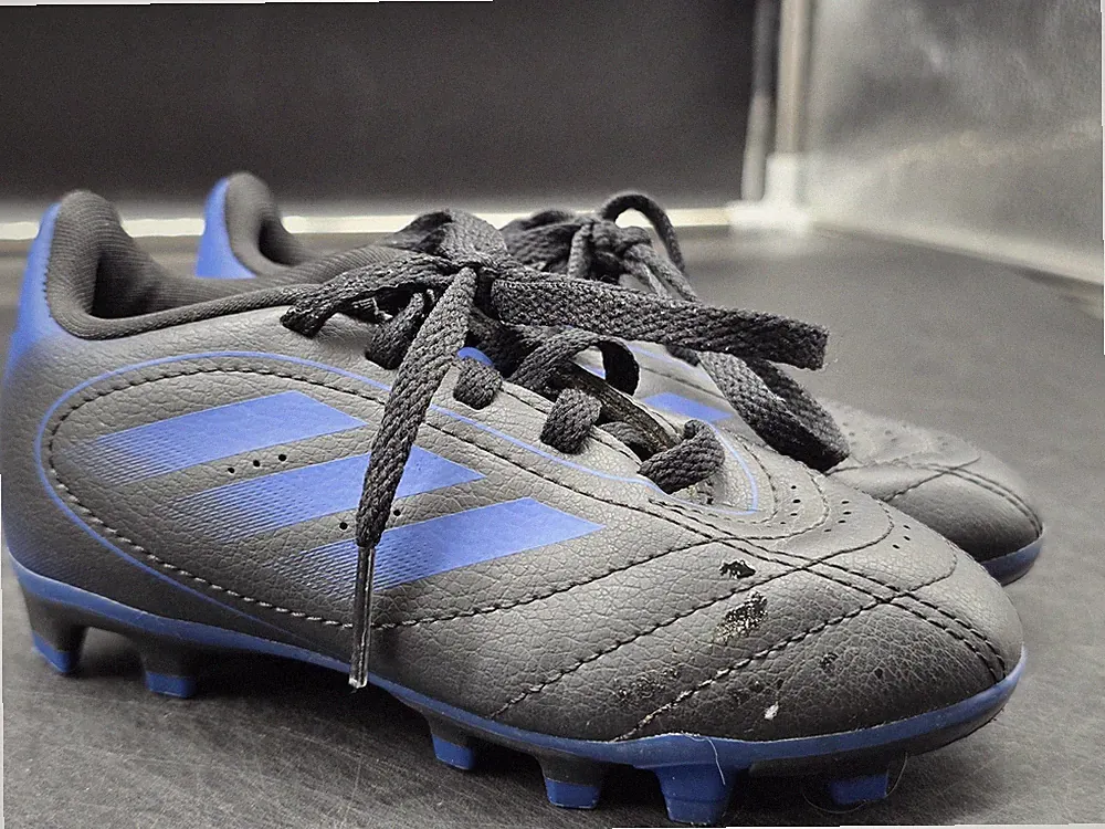 Adidas Shoes Kids Size 9K Black Blue Athletic Soccer Cleats JH6643 Stains