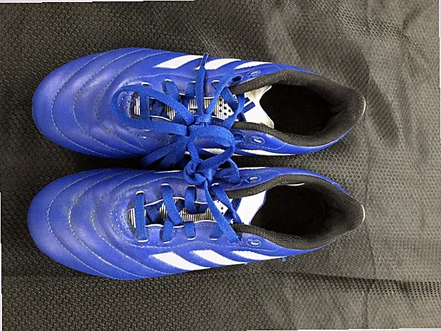Adidas Shoes Youth Size 4 Blue White Soccer Cleats Lace Up Molded Stud FG Spikes