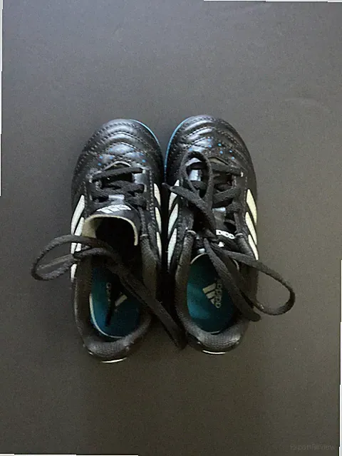 ADIDAS Size 10.5K Kids Black and Blue Soccer Cleats