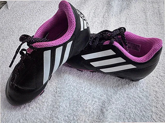 Adidas Soccer Cleat Youth Sport Shoes Pink Black White Size 11.5 Kid Boy Girl