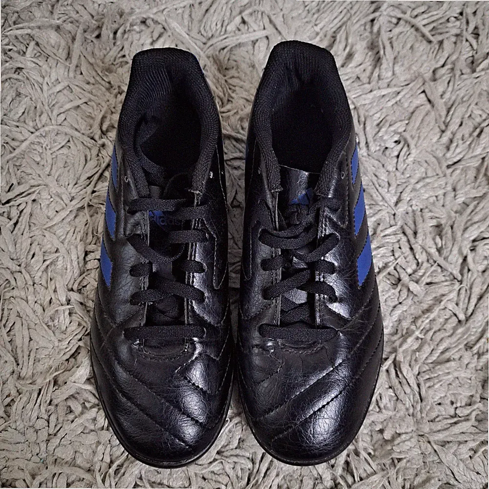 Adidas Soccer Cleats Black with Blue Stripes