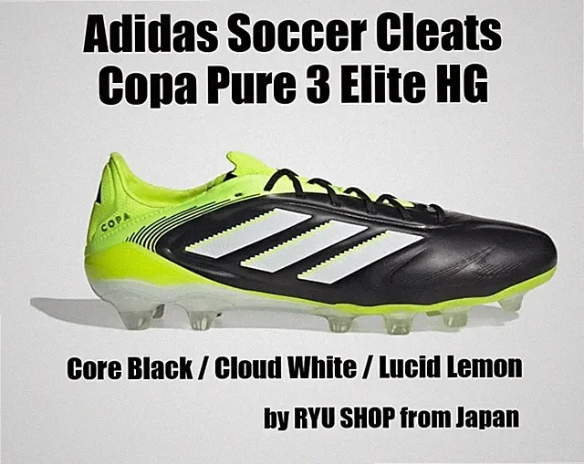 Adidas Soccer Cleats Copa Pure 3 Elite HG JR2816 Core Black / White / Lemon