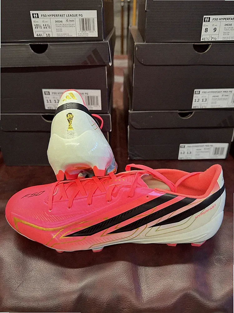 Adidas Soccer Cleats F50 League Hyperfast FG Pink World Cup Edition