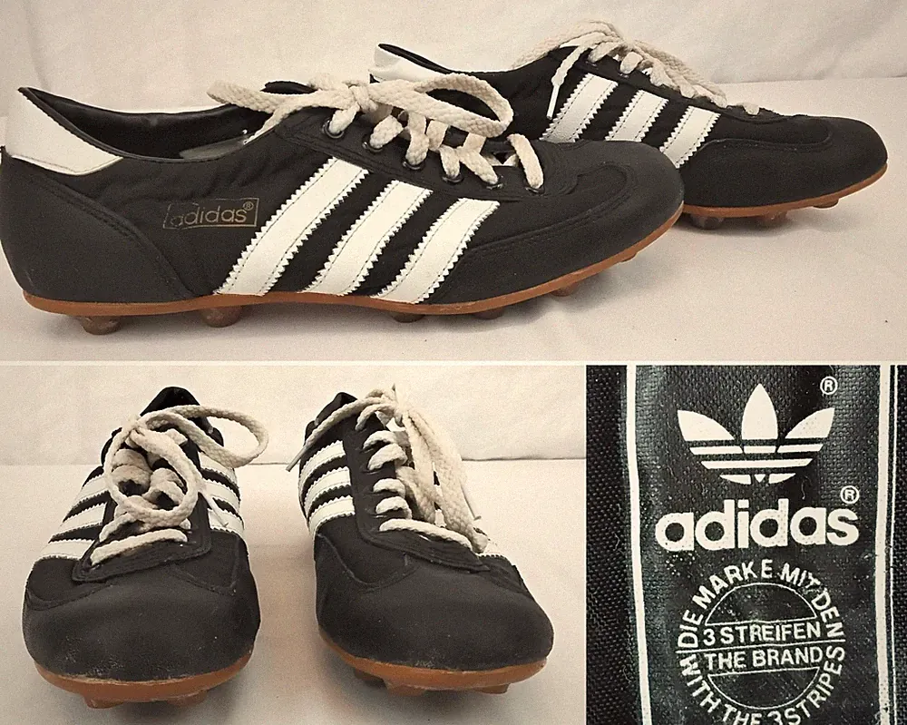 Adidas Soccer Cleats Nylon Black & White Men's Size 6 Vintage 1990's #W4025