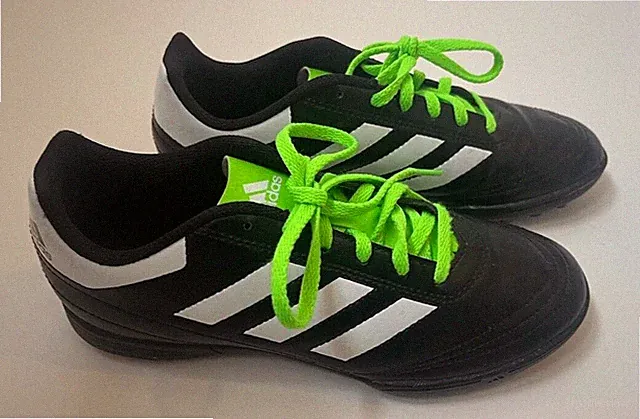 Adidas Soccer Indoor Cleats Goletto VI Boys 5.5 Leather Black Neon Green BB4837