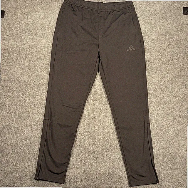 Adidas Soccer Pants Men L Black Tapered Track Pants Zip Ankle Athletic Joggers
