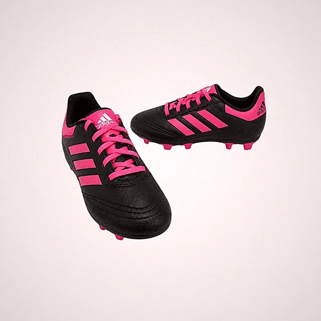 Adidas Soccer Shoes Girls Size 12K Black Pink Molded Cleats Athletic Lace Up