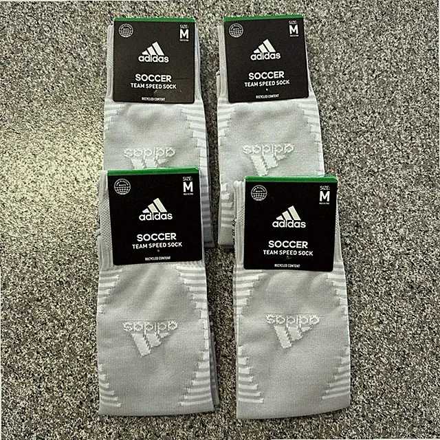 Adidas Soccer Socks Adult M Mens 5-8.5 Grey Team Speed Lot of 4 Pairs Cushioned