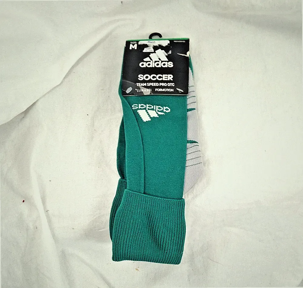 Adidas soccer socks, dark green with grey, mid calf Medium