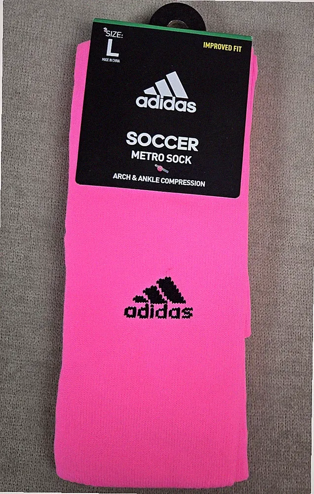 Adidas Soccer Socks Pink Arch Ankle Compression Metro Large Over The Calf