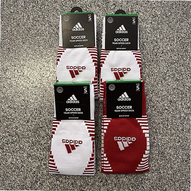 Adidas Soccer Socks Size S Youth 13C-4Y Red Team Speed Lot 4 Pairs Cushioned